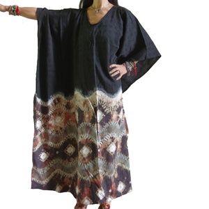 NWOT! Long Black & Earth Colors Tie Dye Kaftan